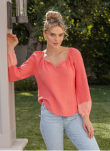 Load image into Gallery viewer, V Neck Blouson Sleeve Top (more colors)
