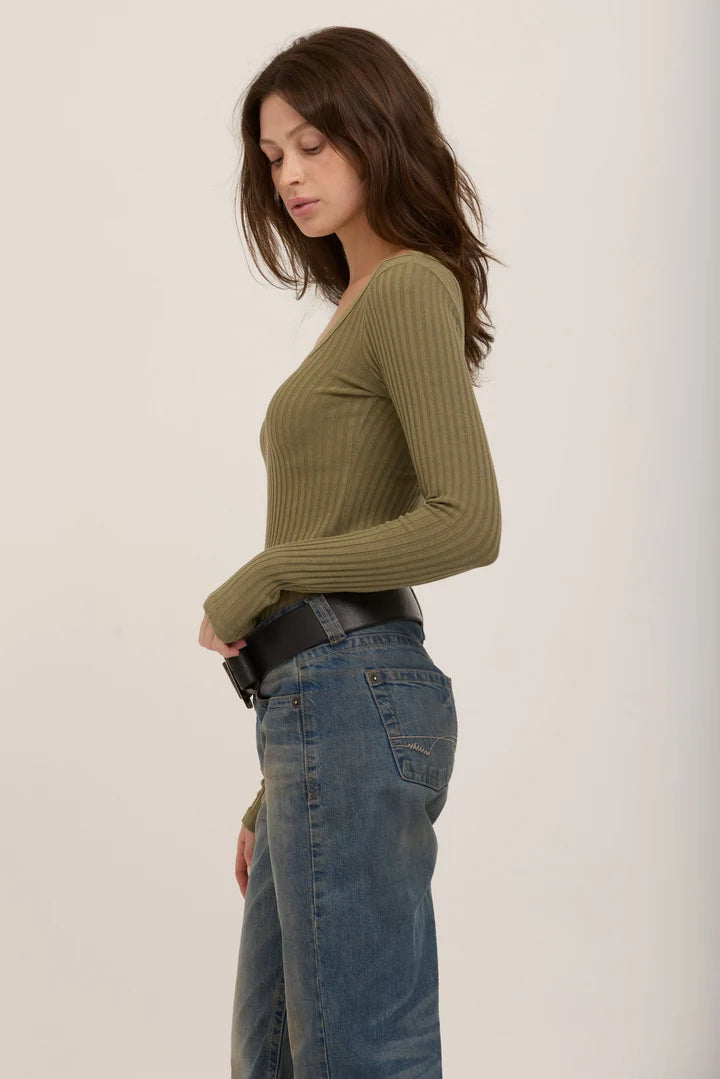 What's The Scoop Washed Rib L/S