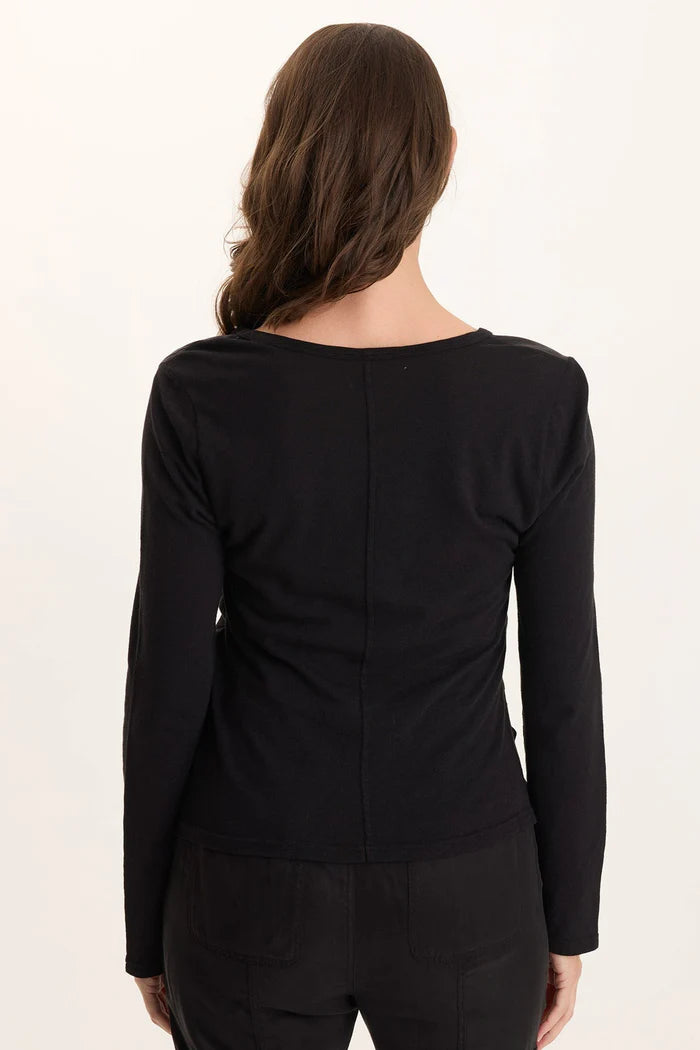 Ketti L/S Ruched V Neck Top