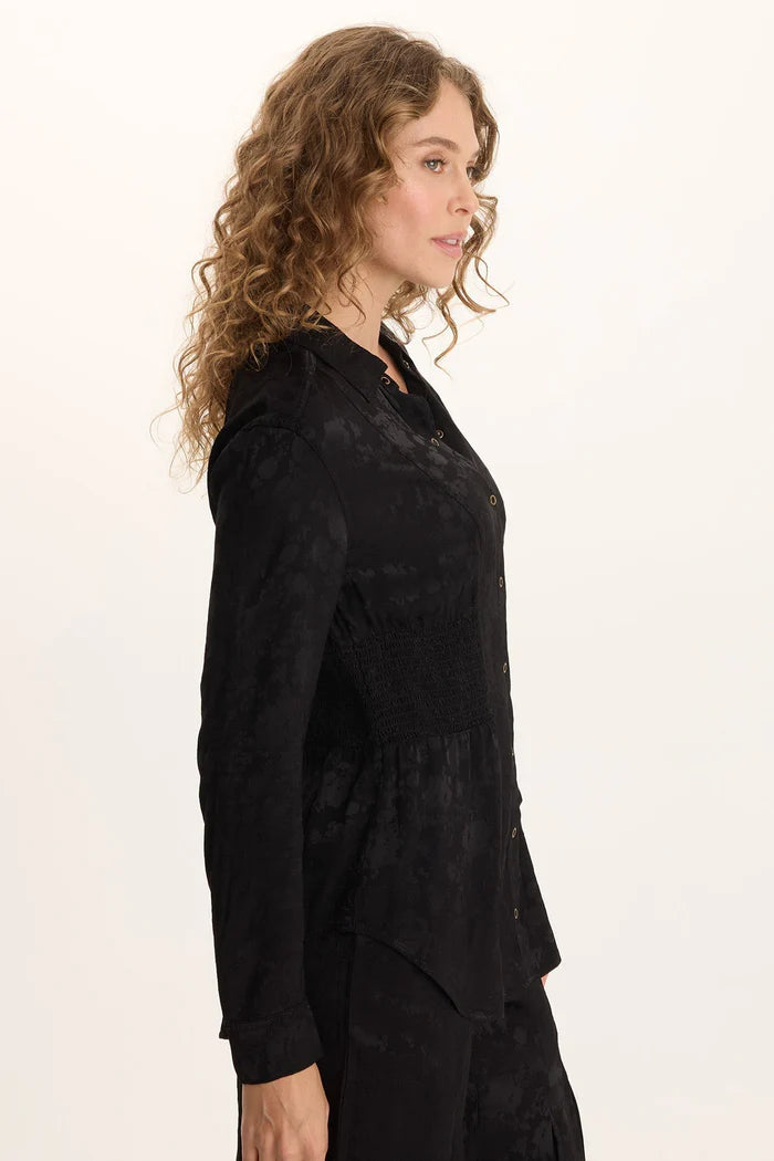 Senneca Textured Satin Shirred Blouse