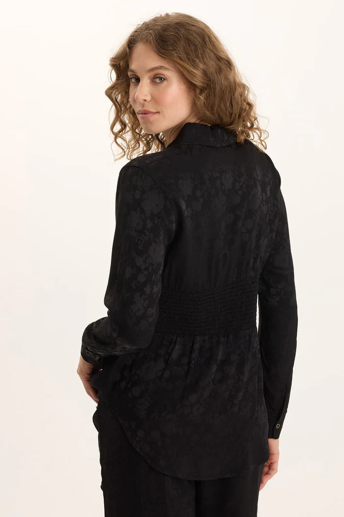 Senneca Textured Satin Shirred Blouse