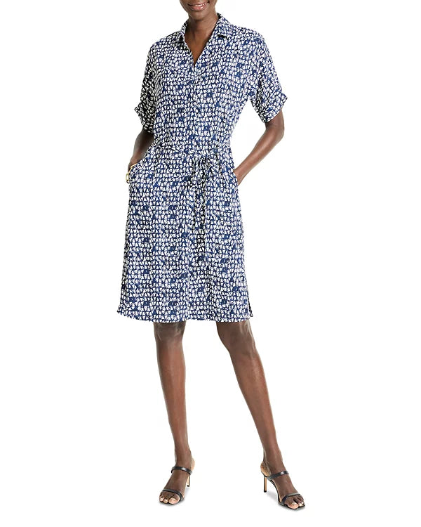 Etched Angles Belted Dress