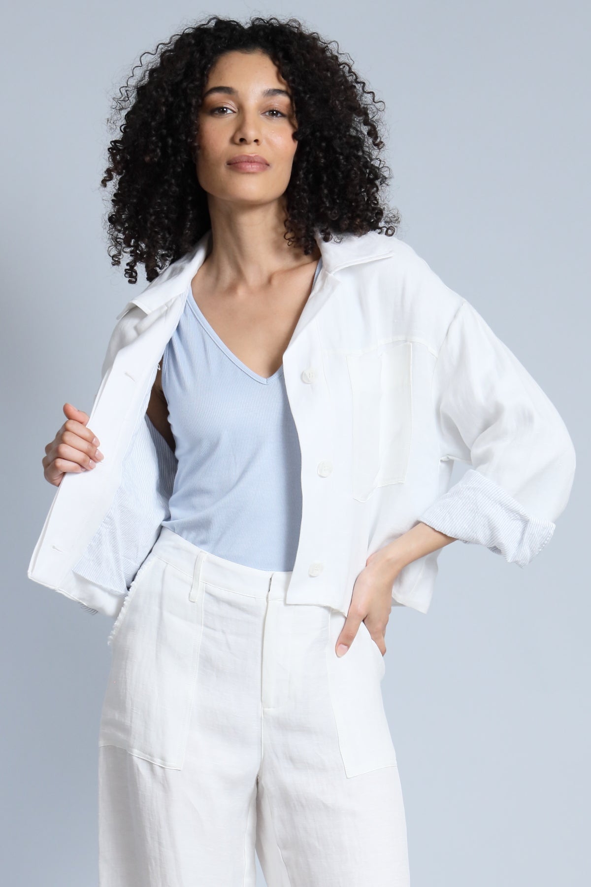 Linen Jacket With Stripe Lining