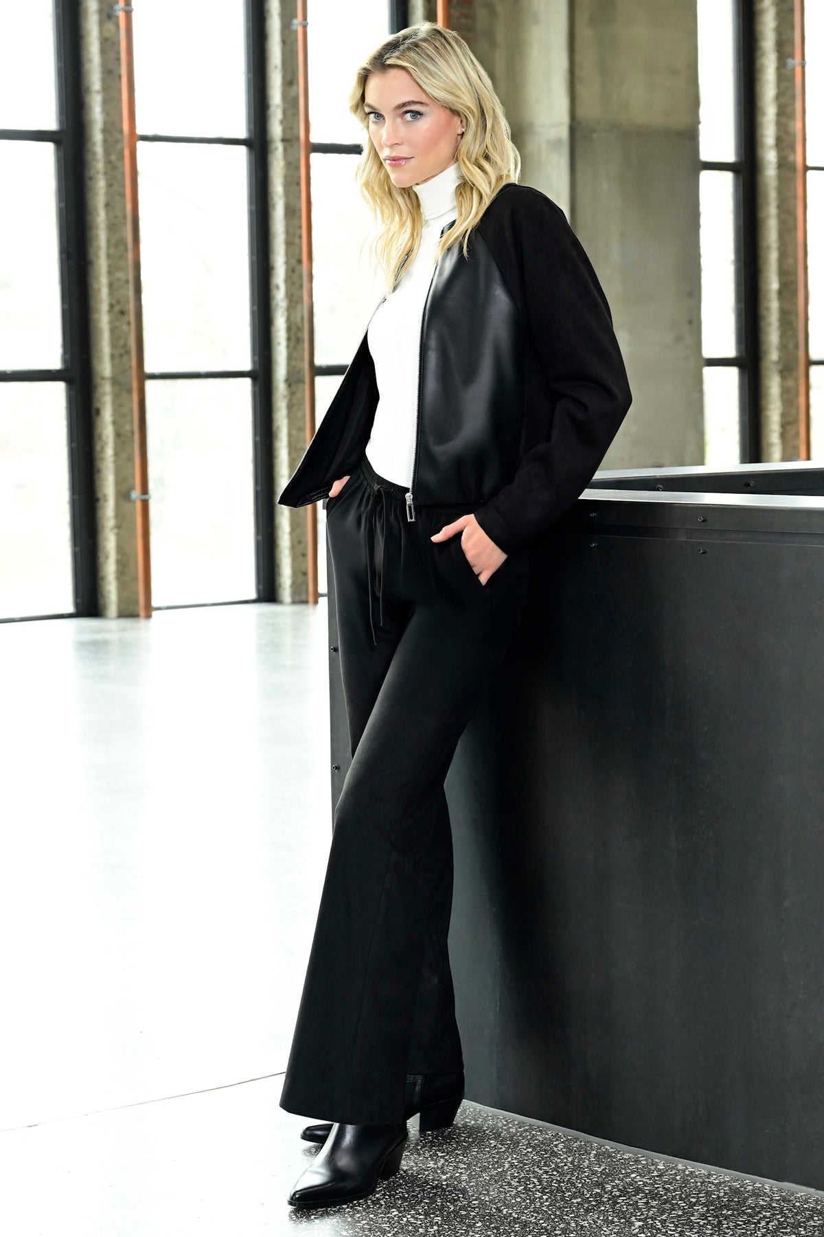 Faux Leather Mix Media Jacket