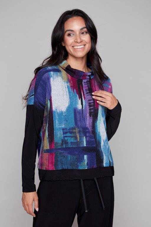 Mock Neck Drawstring Sweater