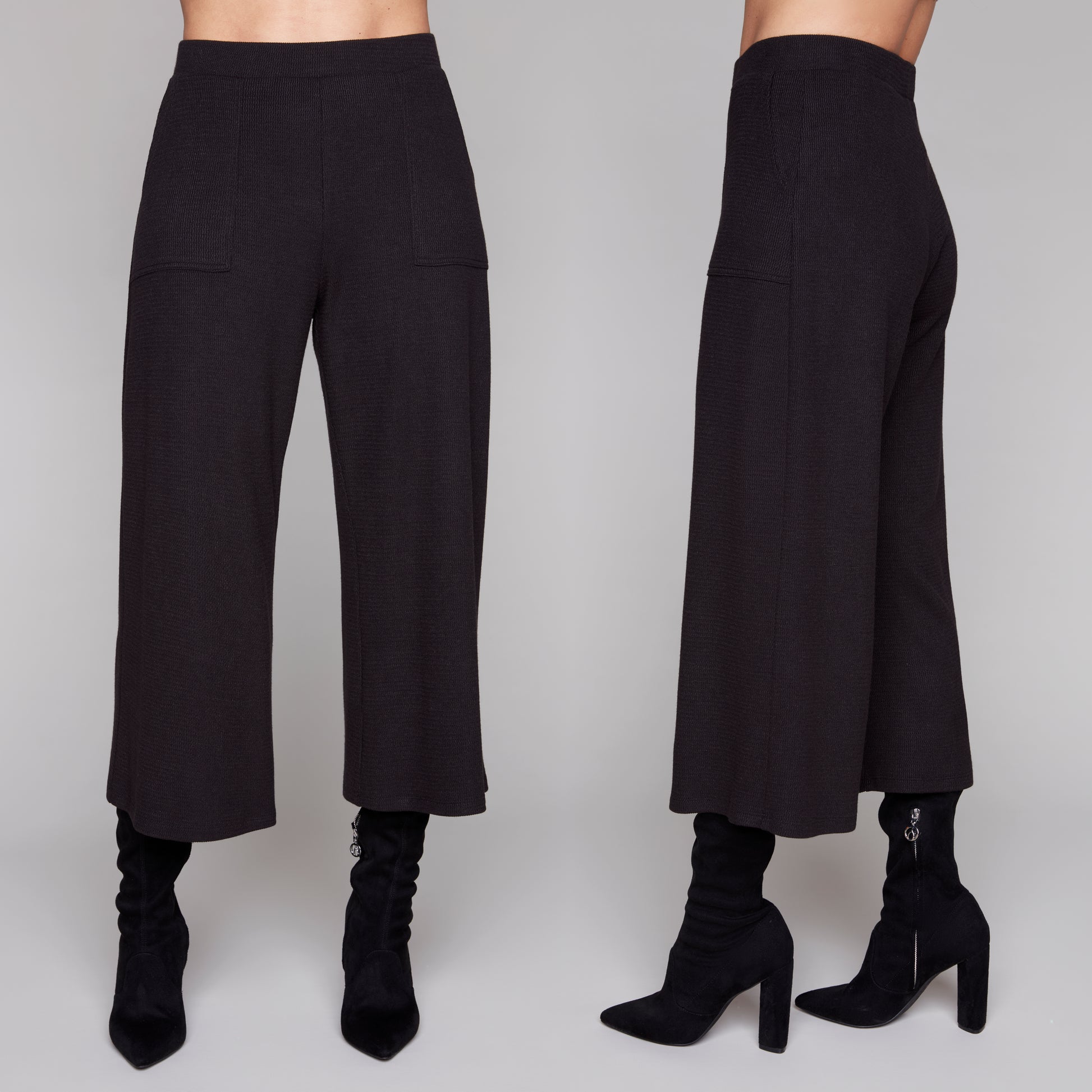 Wide Leg Waffle Knit Crop Pant