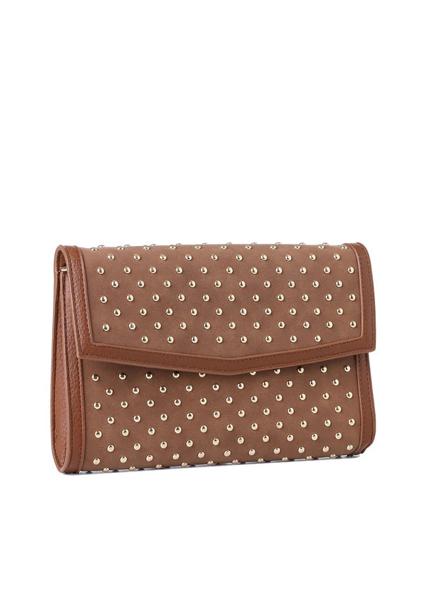Beth Studded Suede Clutch