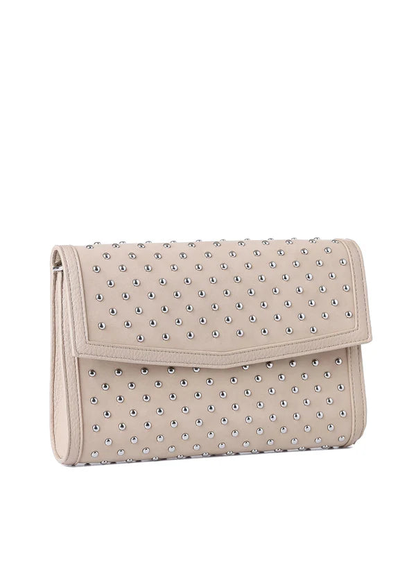 Beth Studded Suede Clutch