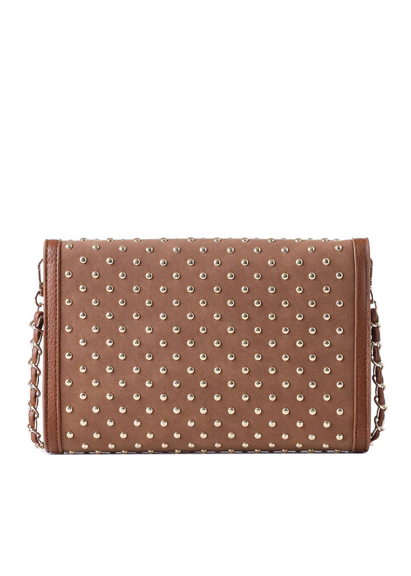Beth Studded Suede Clutch