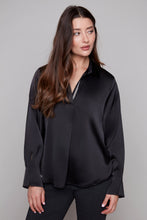Load image into Gallery viewer, V Neck Collared Satin Blouse (more colors)
