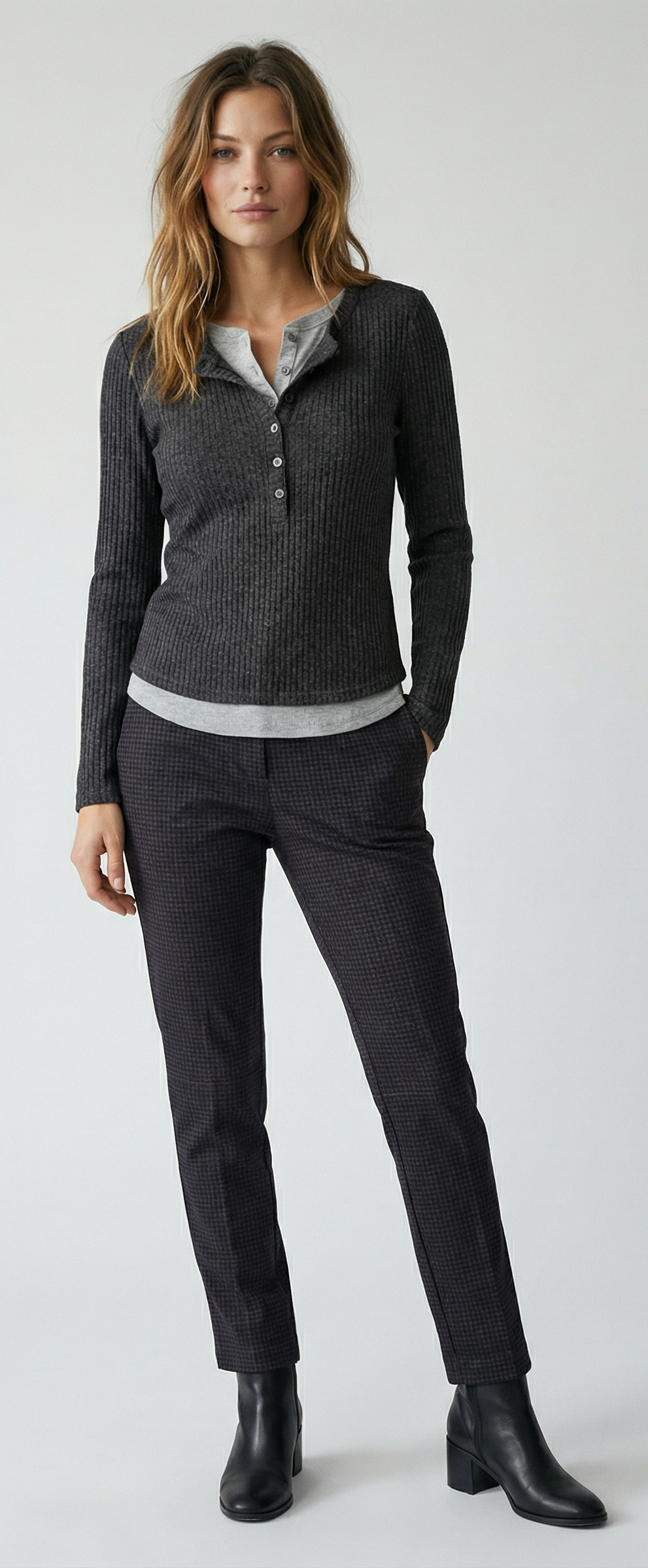 Double Layer Henley Top