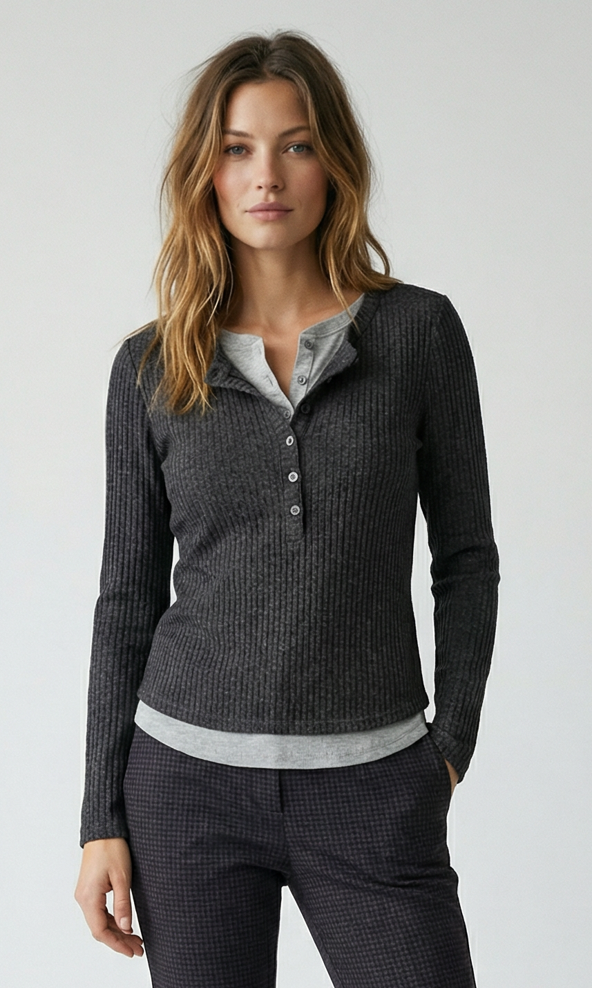 Double Layer Henley Top