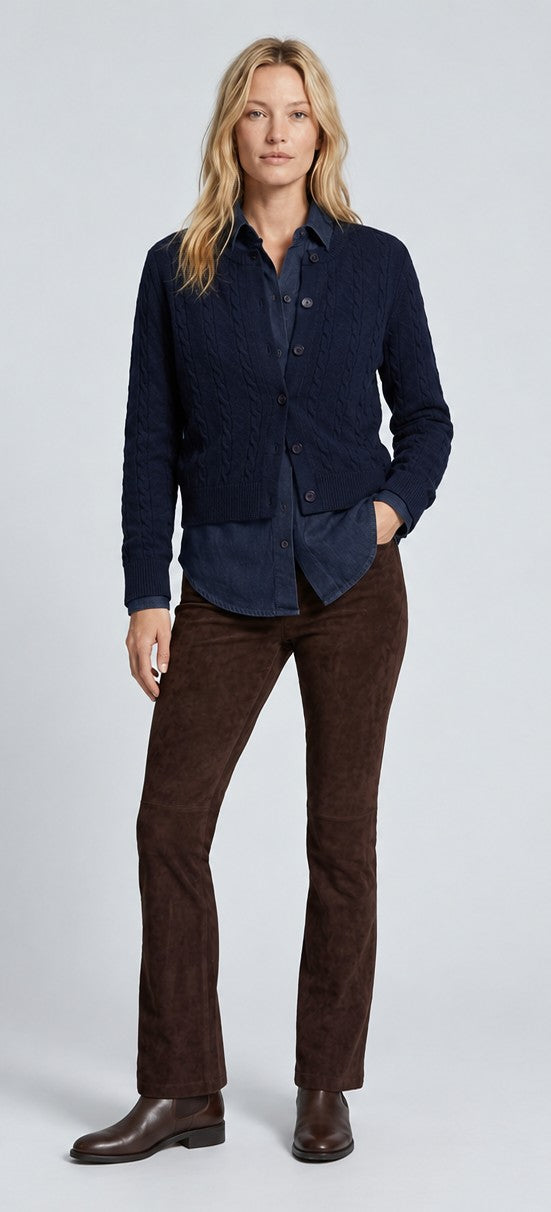 Mixed Media Cardigan w/Denim