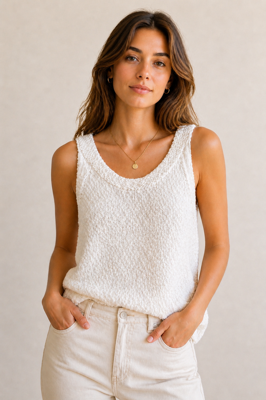 Round Neck Slub Knit Tank