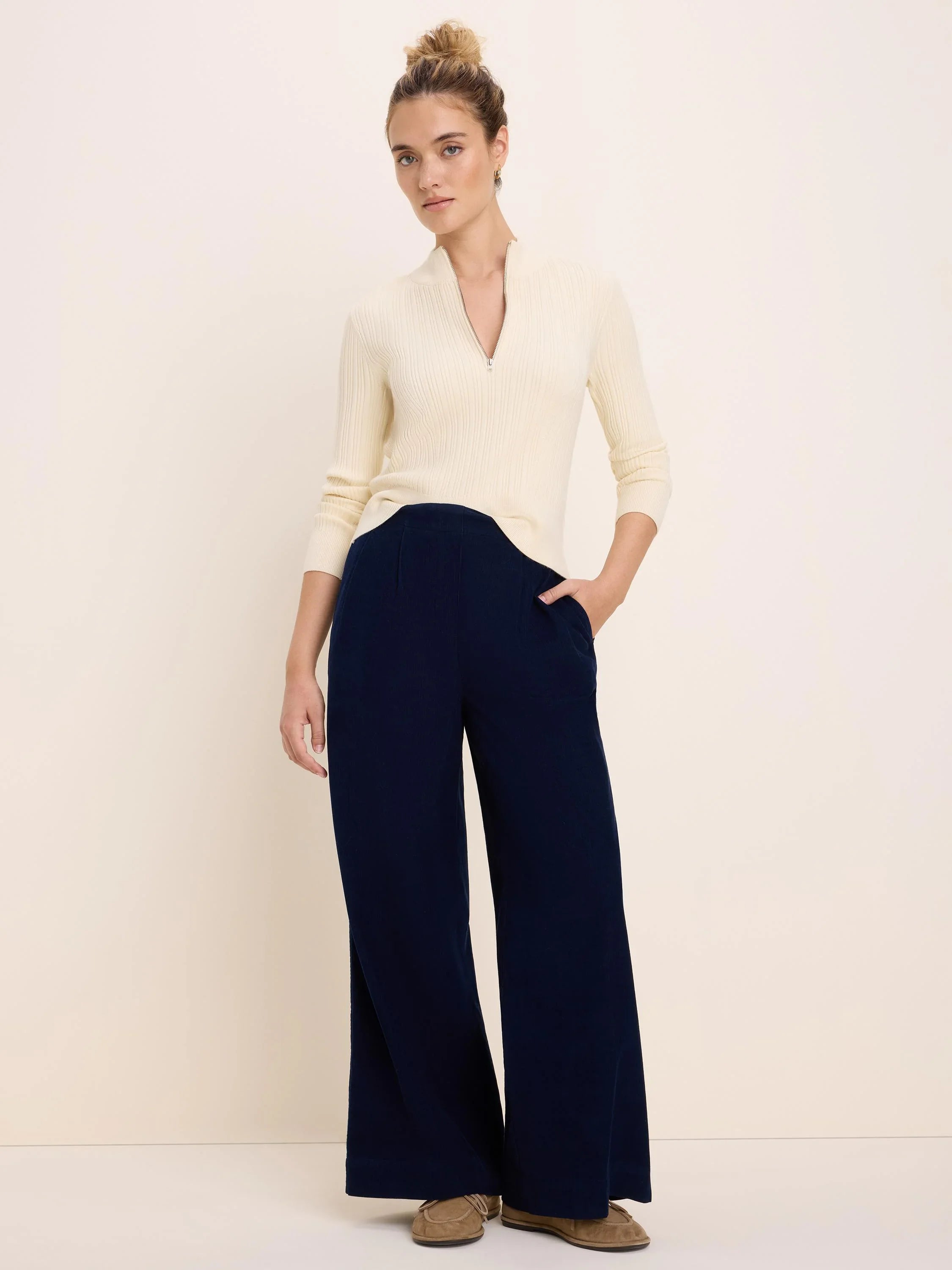 Half Zipped Ribbed Sweater
