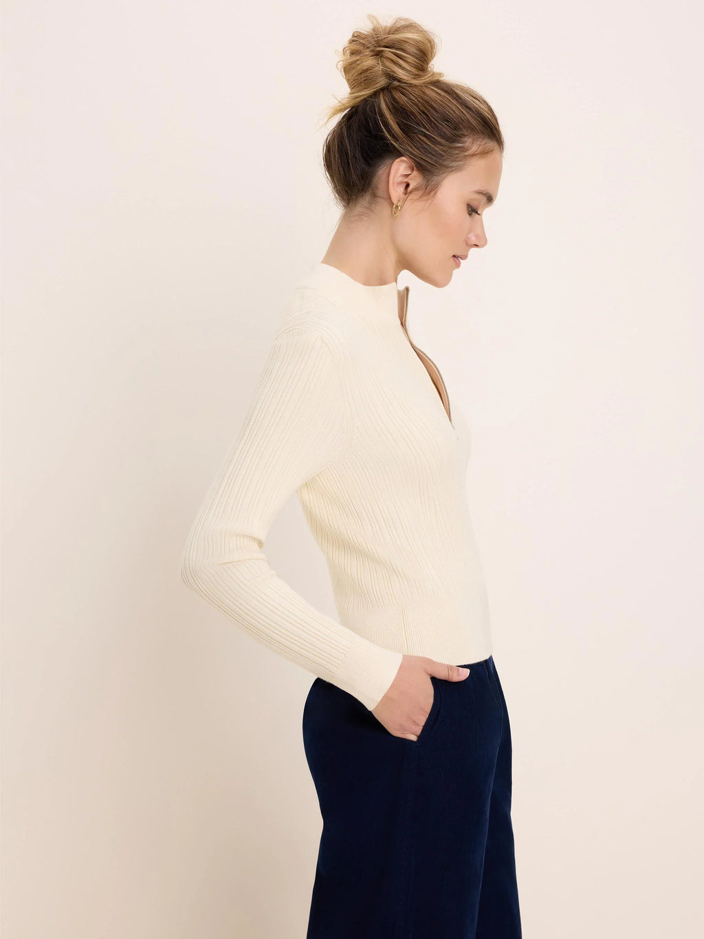 Half Zipped Ribbed Sweater