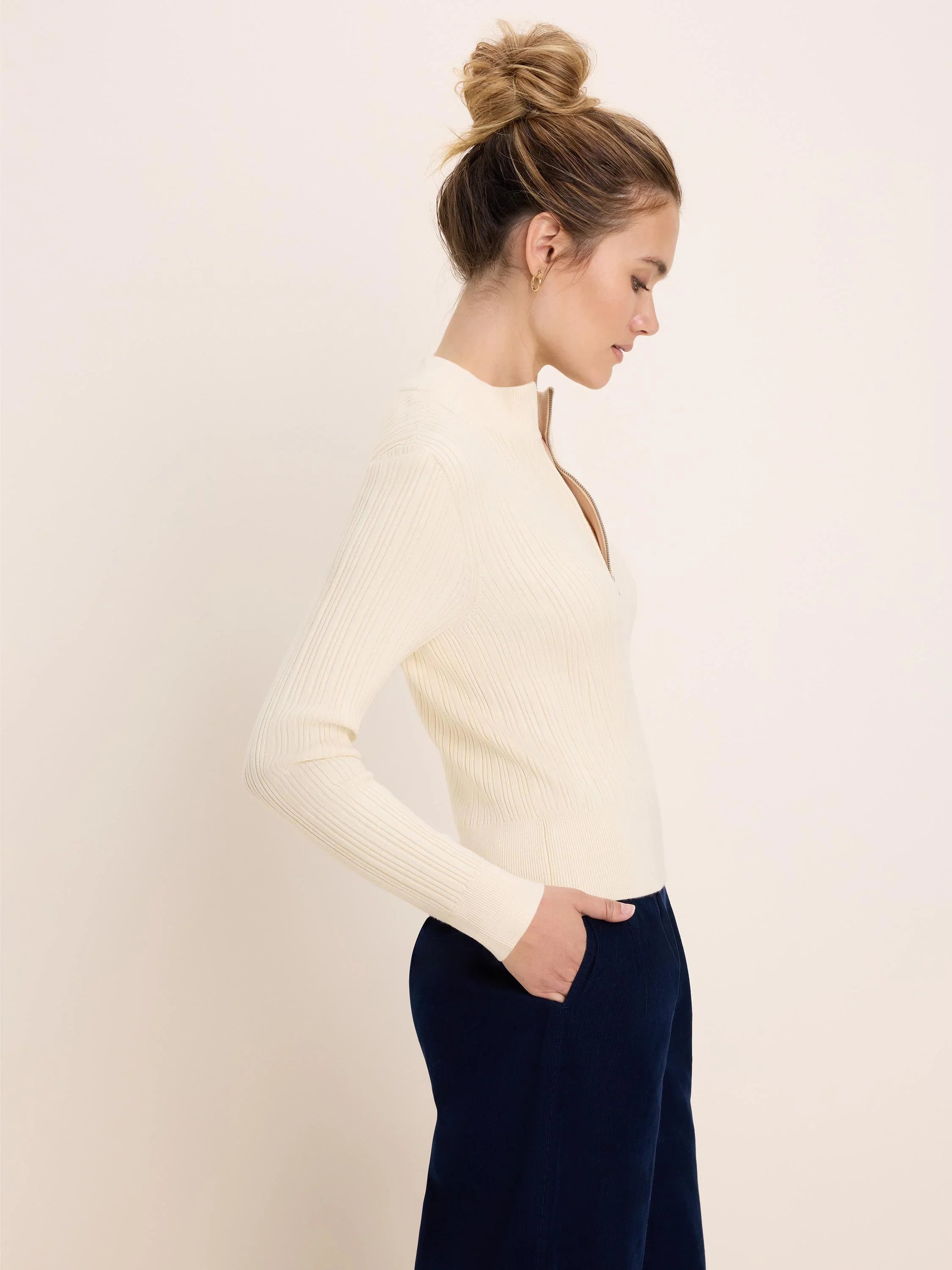 Half Zipped Ribbed Sweater