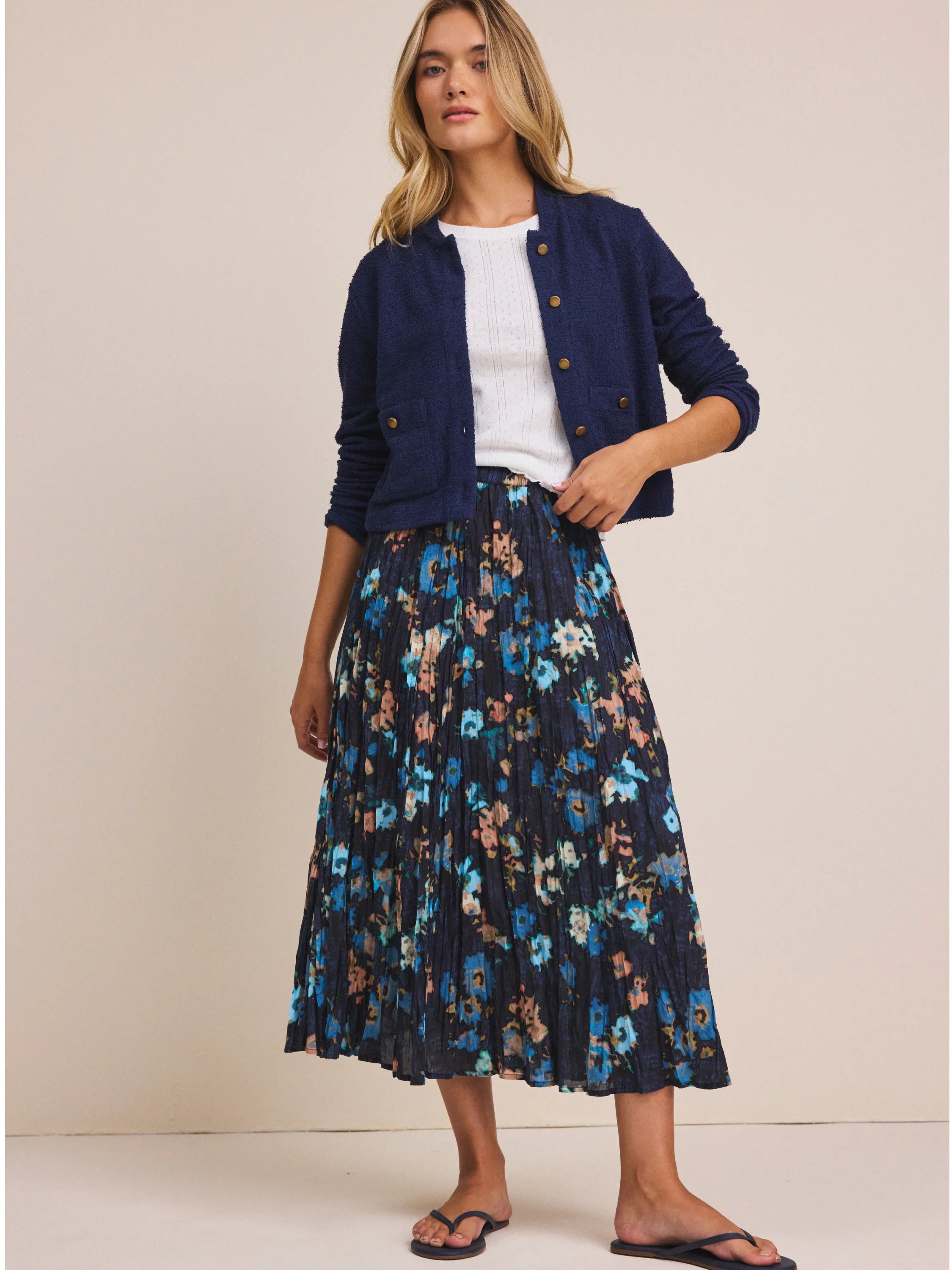 Glowy Floral Cotton Crinkle Skirt