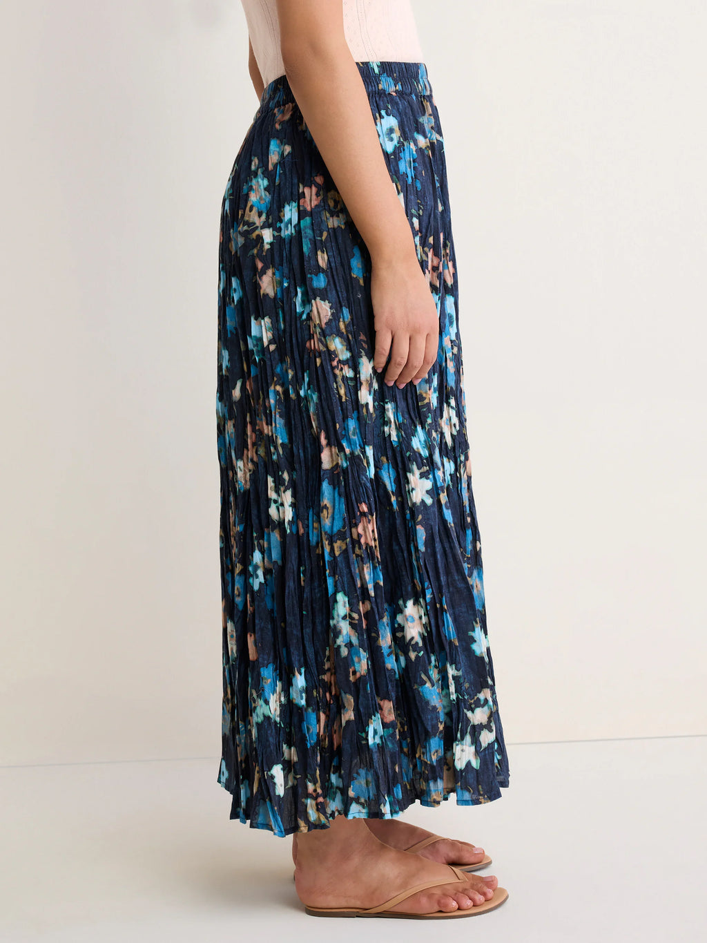 Glowy Floral Cotton Crinkle Skirt