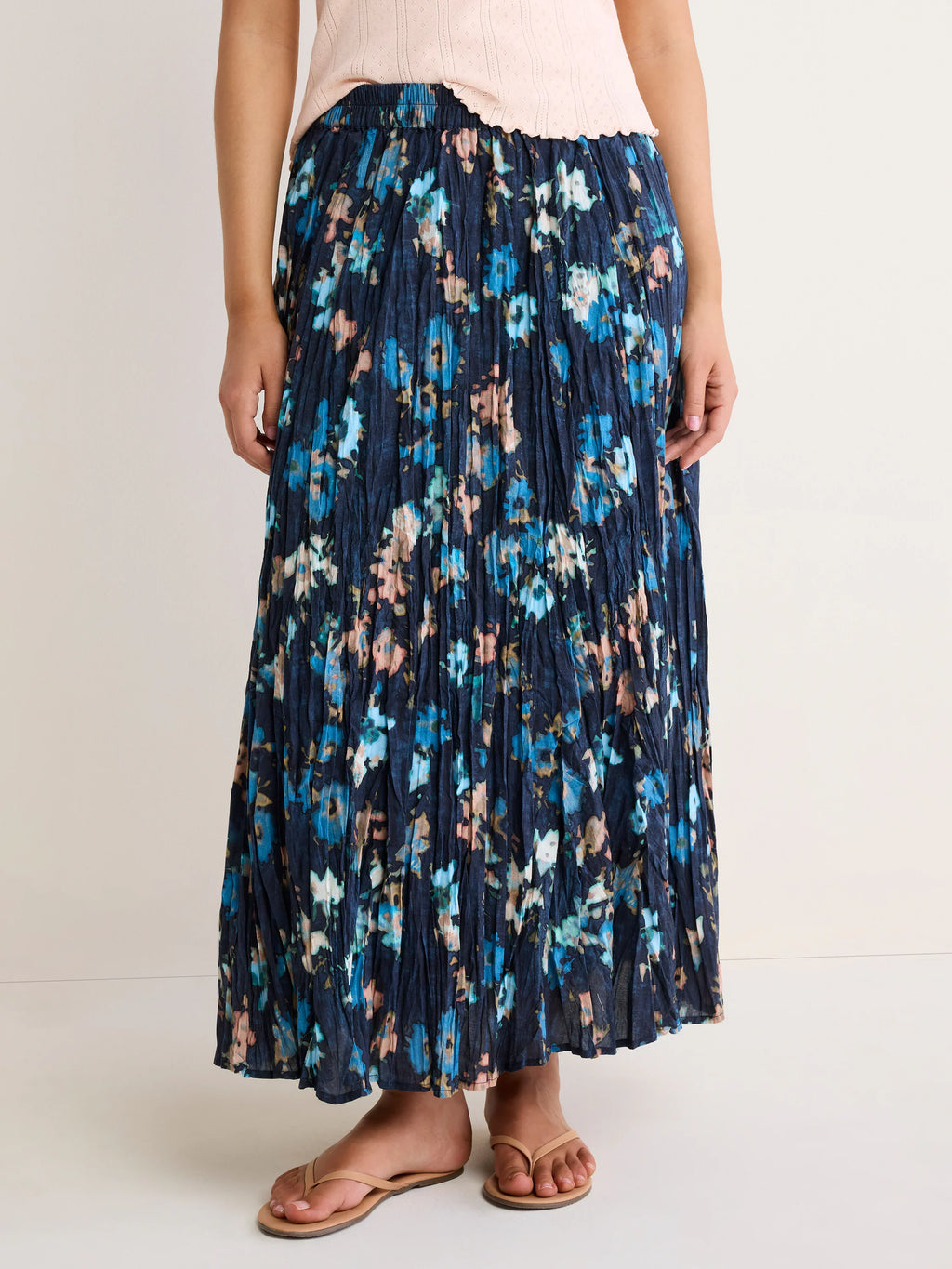 Glowy Floral Cotton Crinkle Skirt