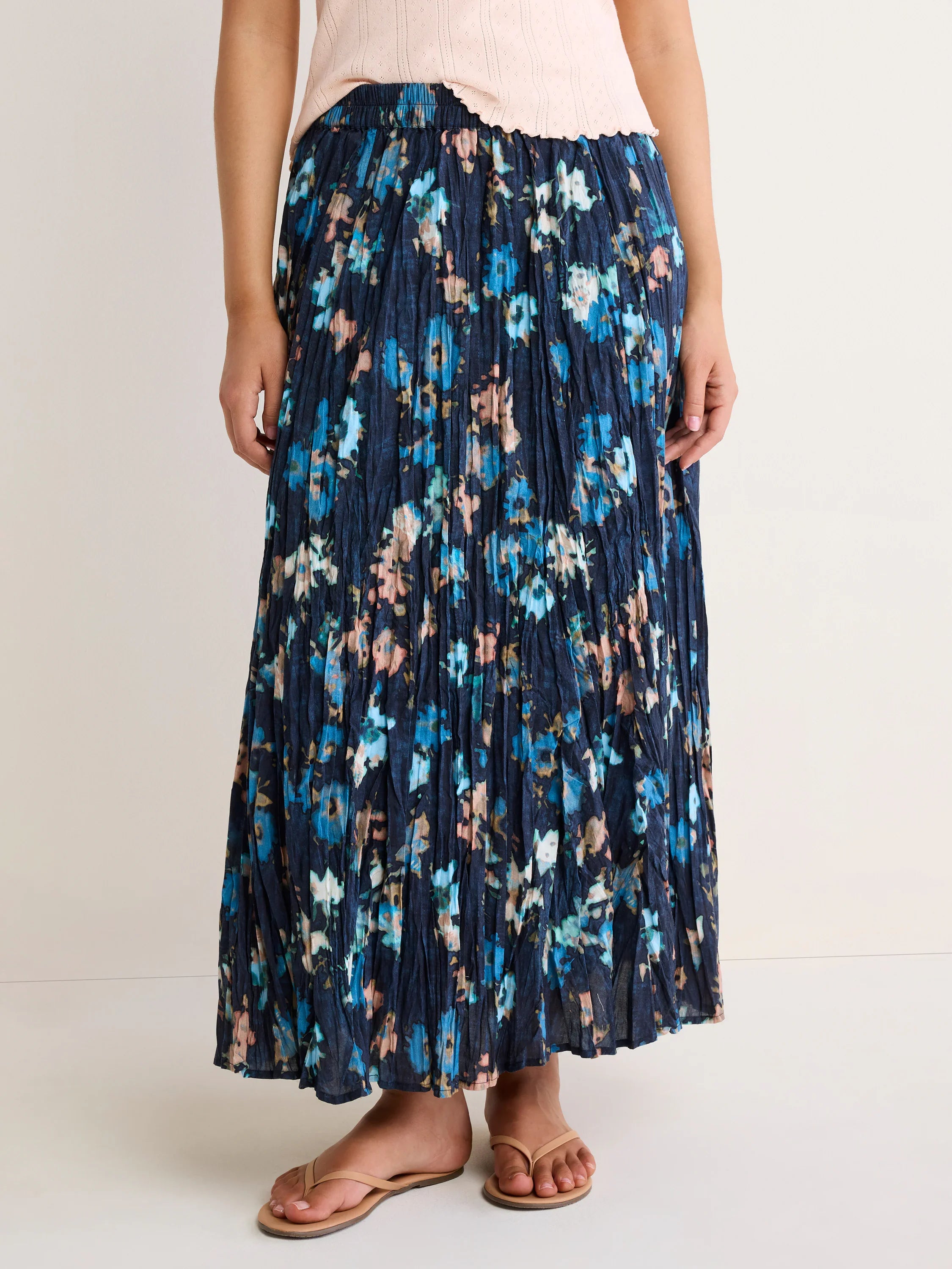 Glowy Floral Cotton Crinkle Skirt