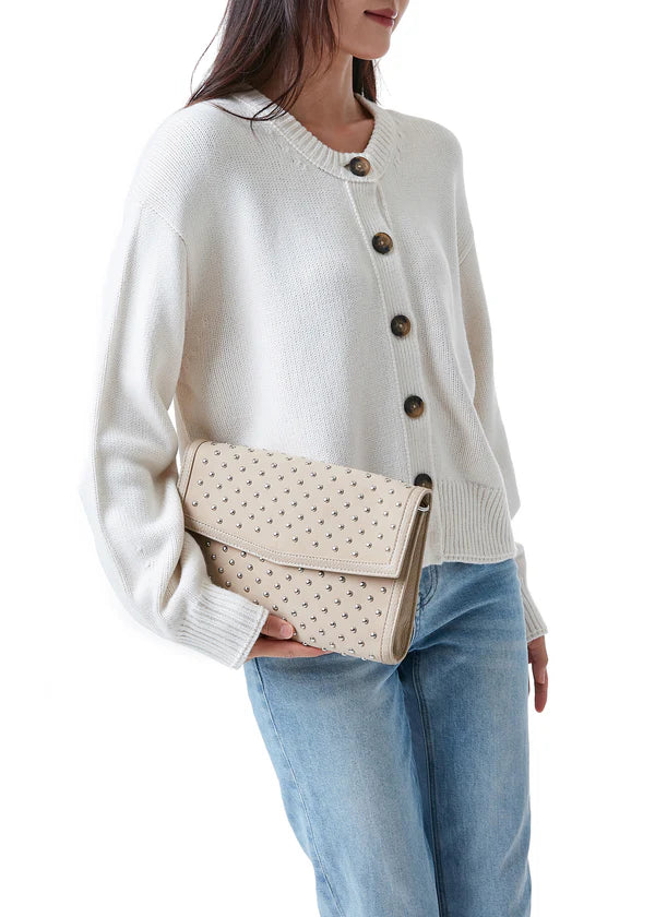 Beth Studded Suede Clutch