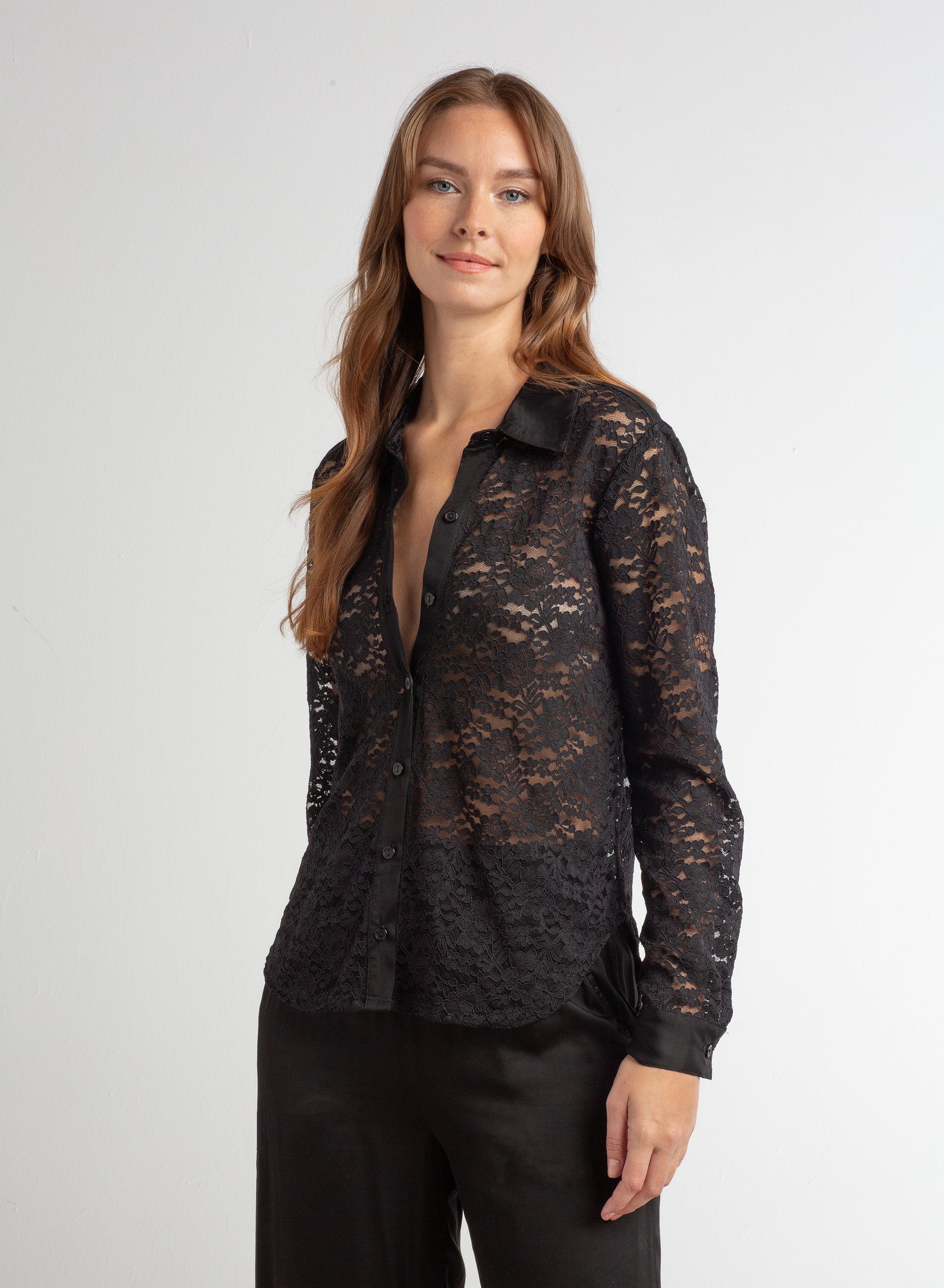 Lace Boyfriend Button Down Shirt