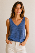 V Neck Slub Knit Tank