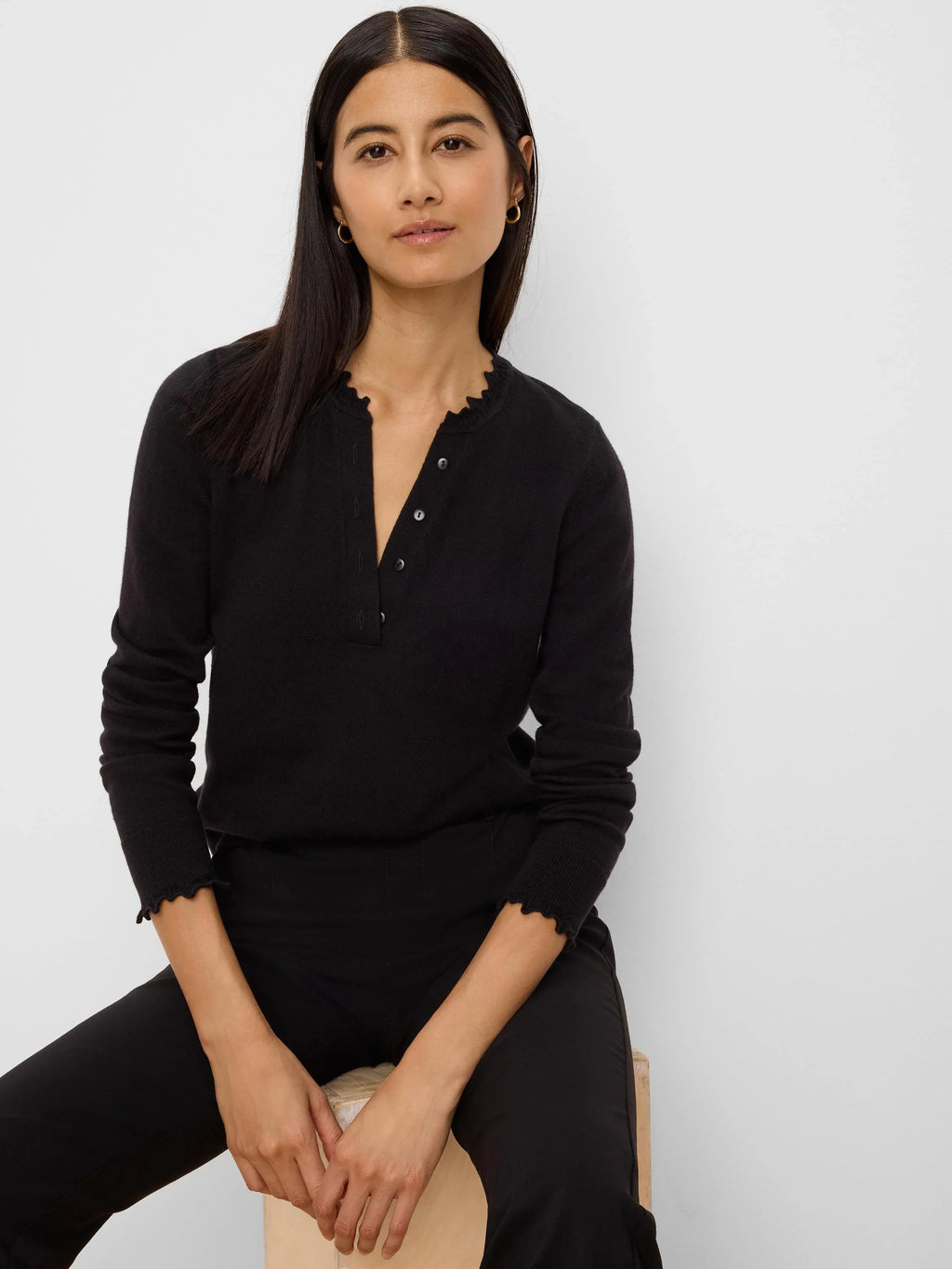 Henley Ruffle Sweater