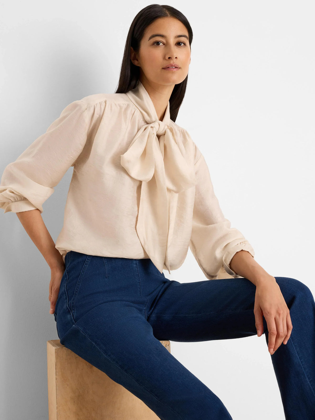 Crinkle Tie Neck Top