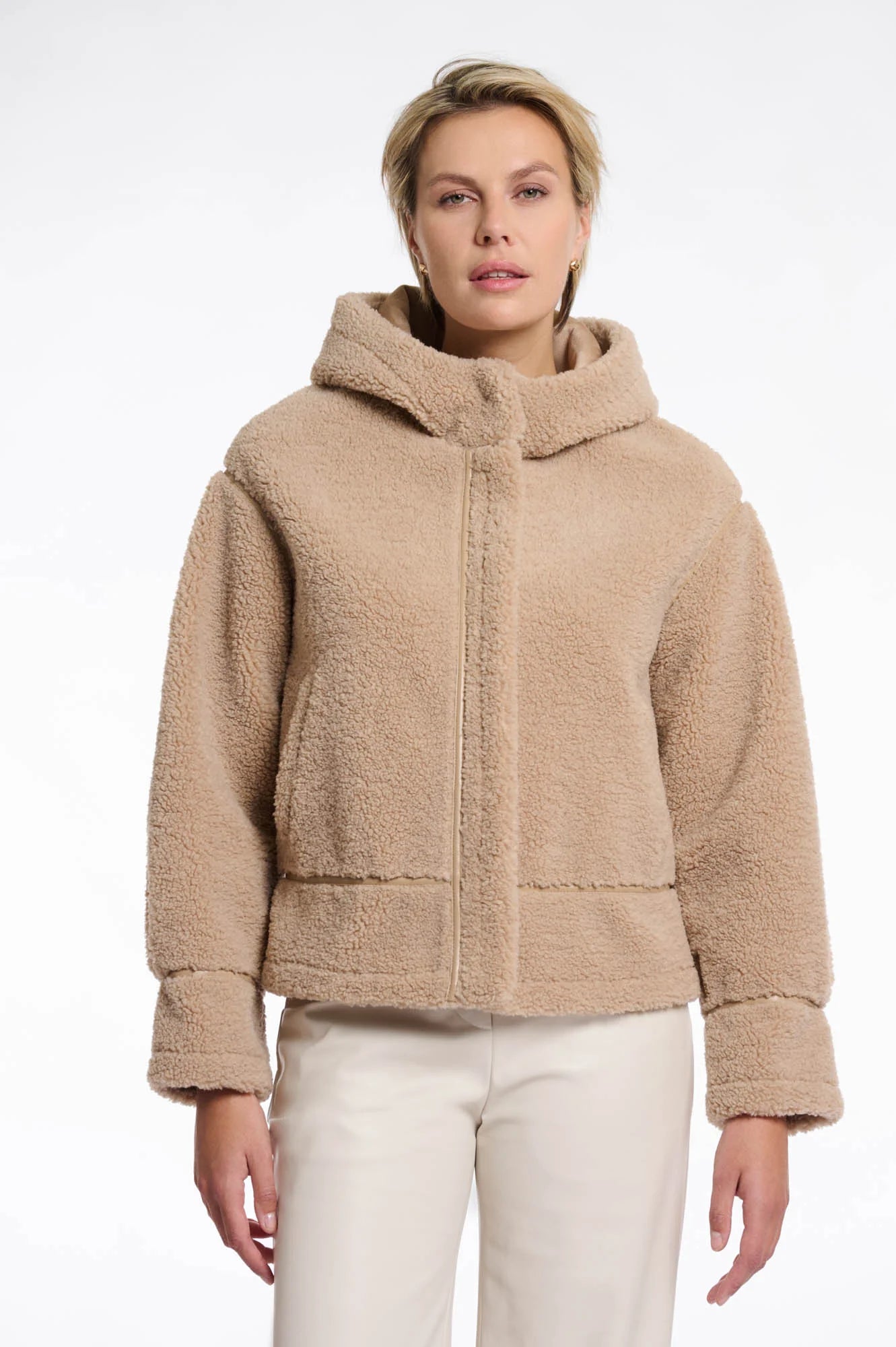 Felicia Hooded Faux Shearling Jacket