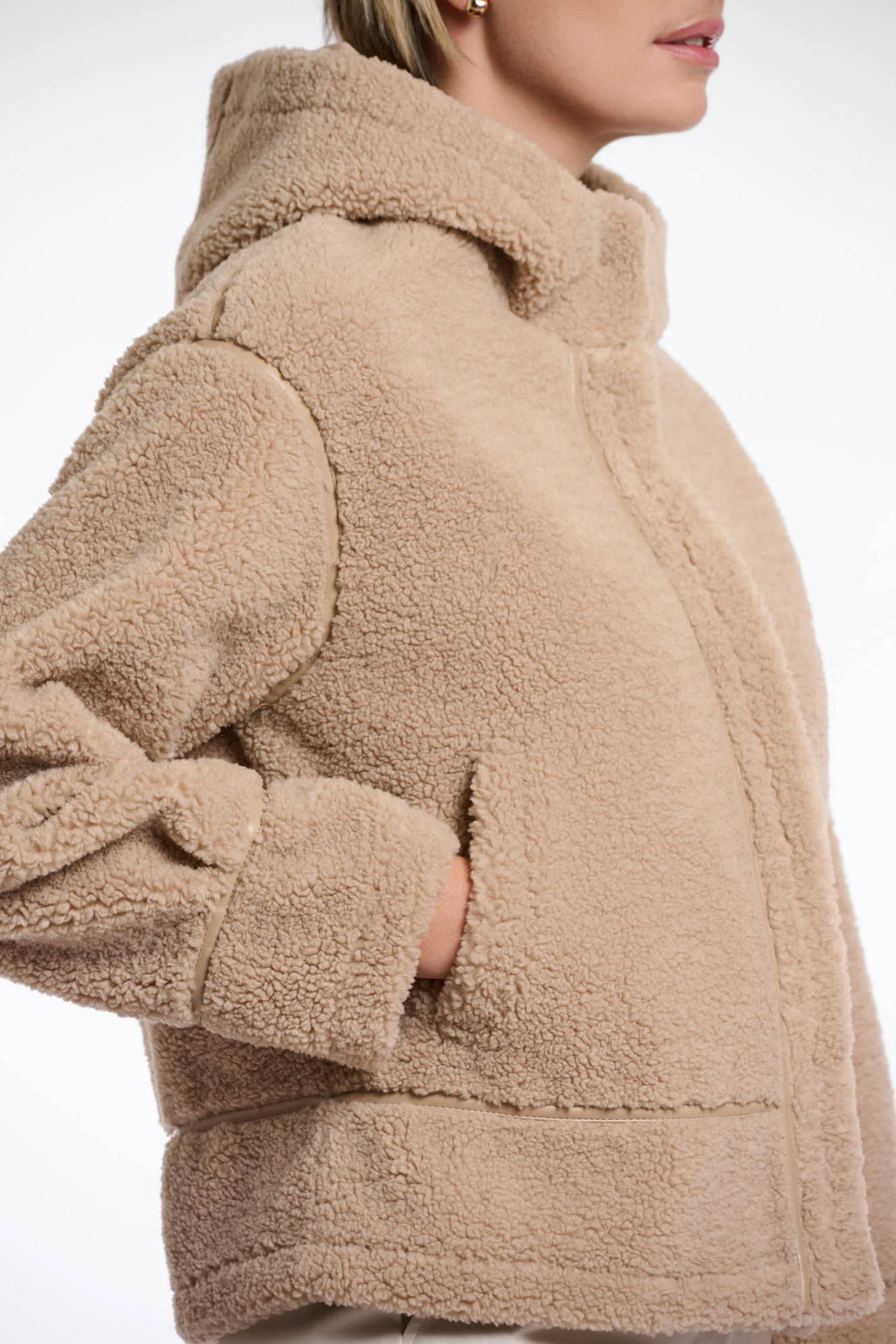 Felicia Hooded Faux Shearling Jacket