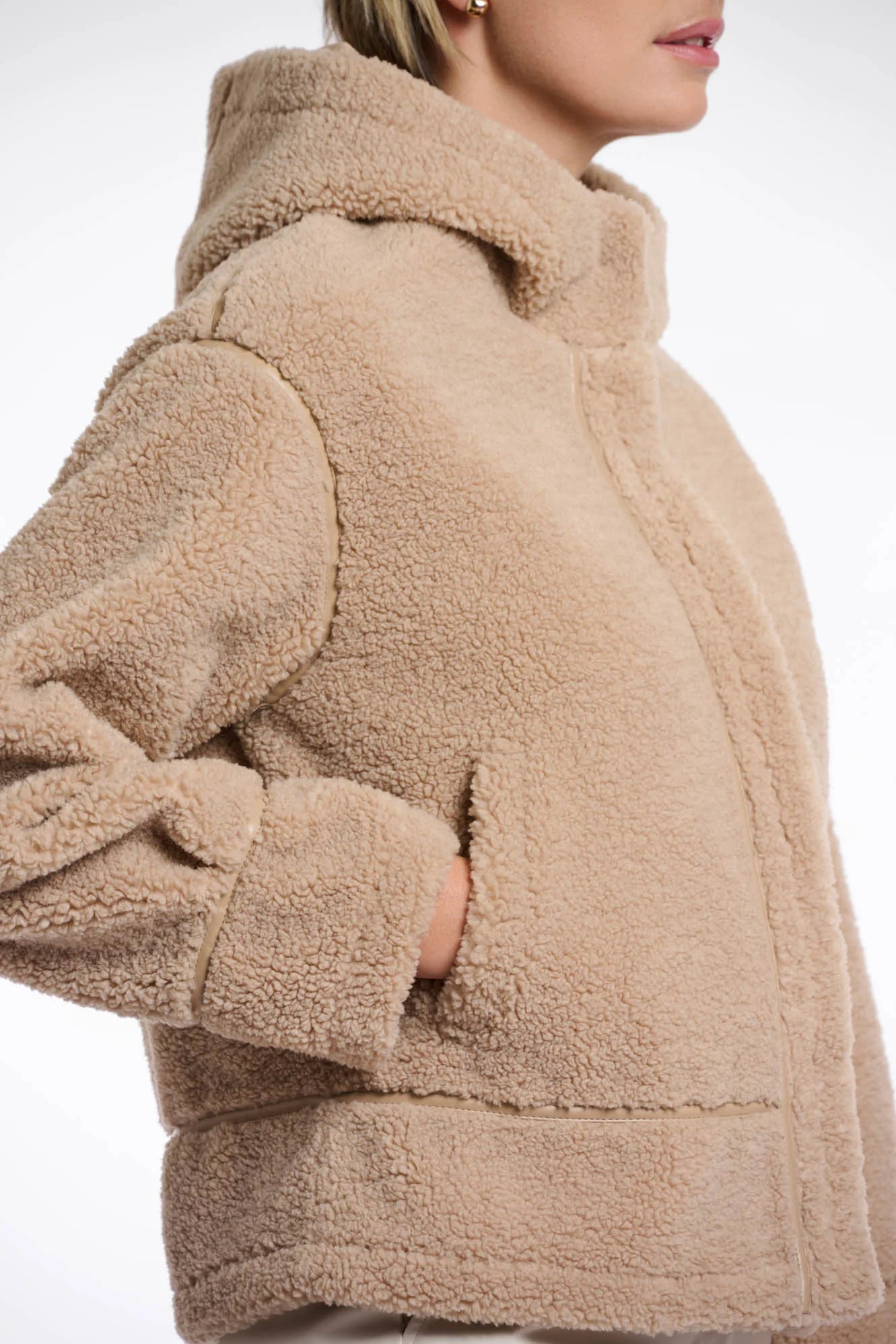 Felicia Hooded Faux Shearling Jacket