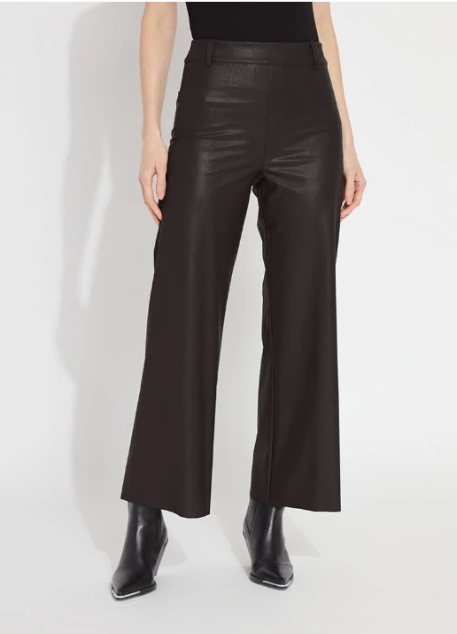 Hi Waist Vegan Leather Wide Leg Pant