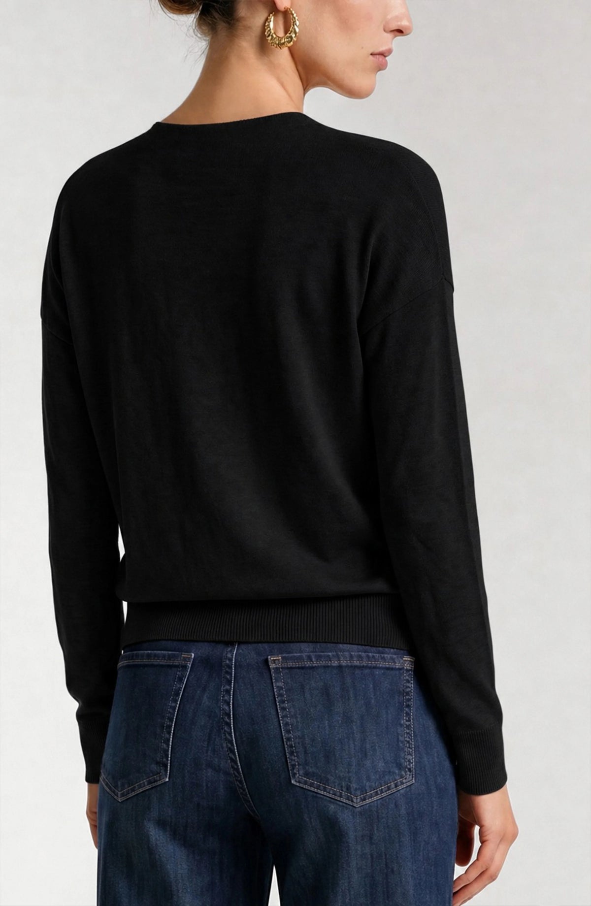 Draped Neck Mix Media Sweater