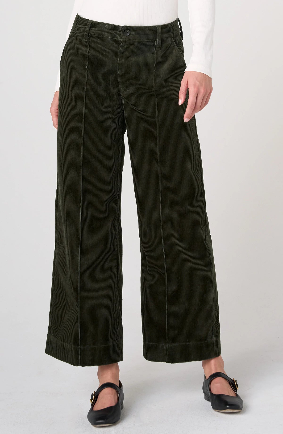 Corduroy Crop Wide Leg w/Pintucks