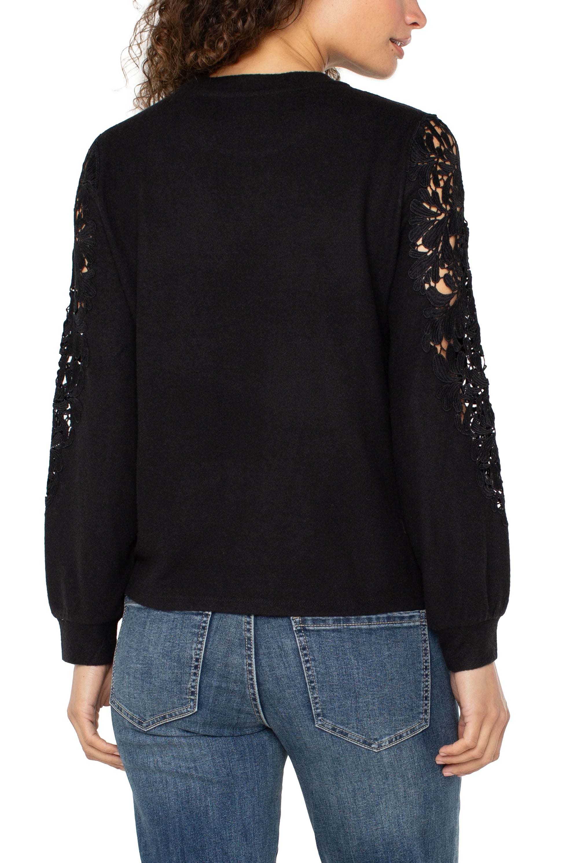 Long Sleeve Lace Inset Sweater (more colors)