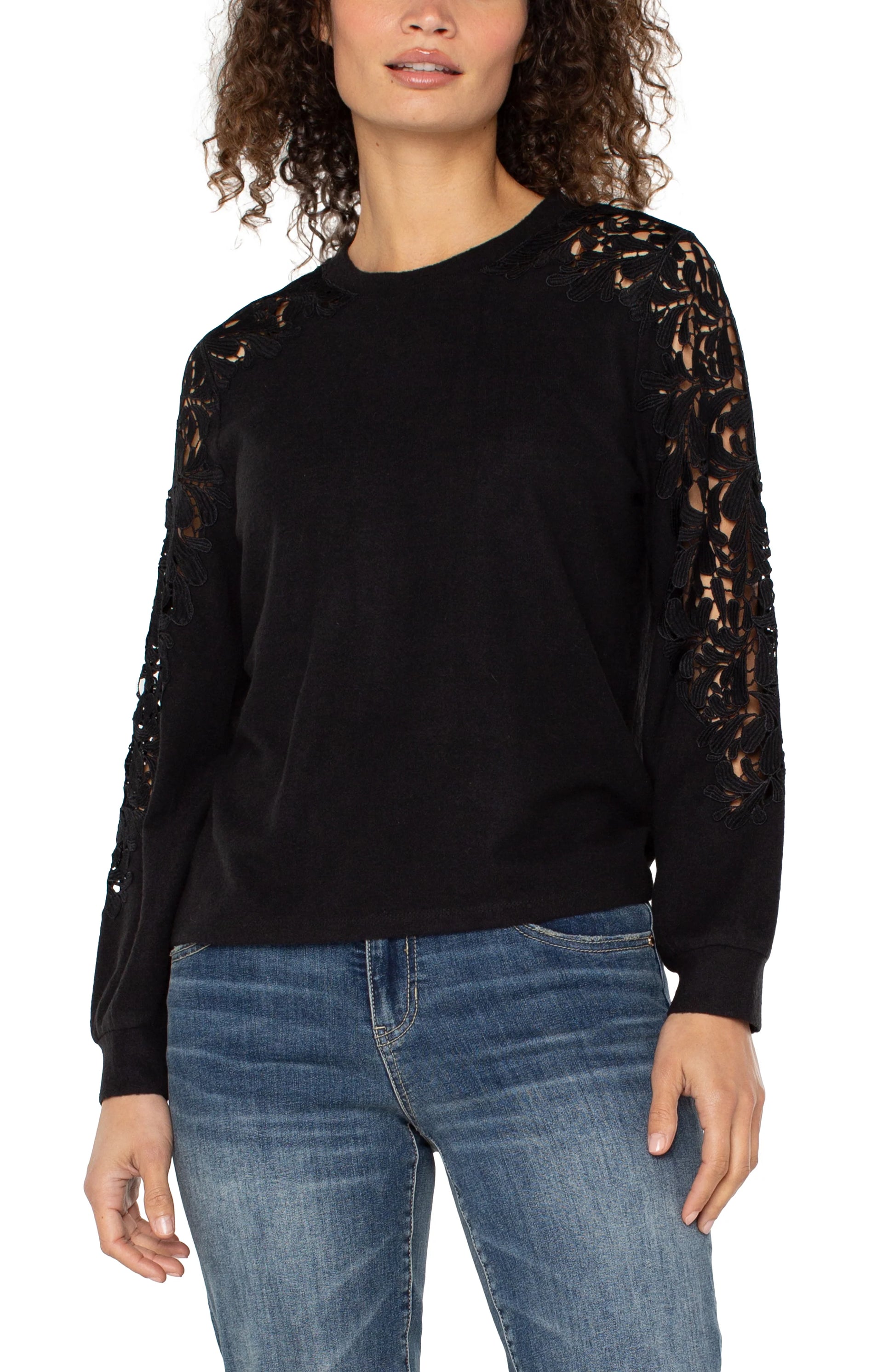 Long Sleeve Lace Inset Sweater (more colors)