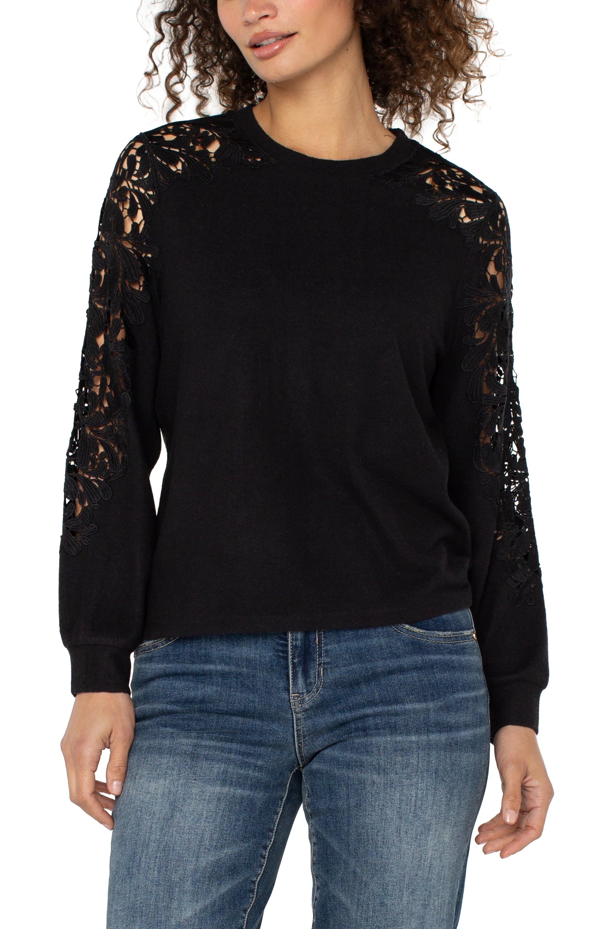 Long Sleeve Lace Inset Sweater (more colors)