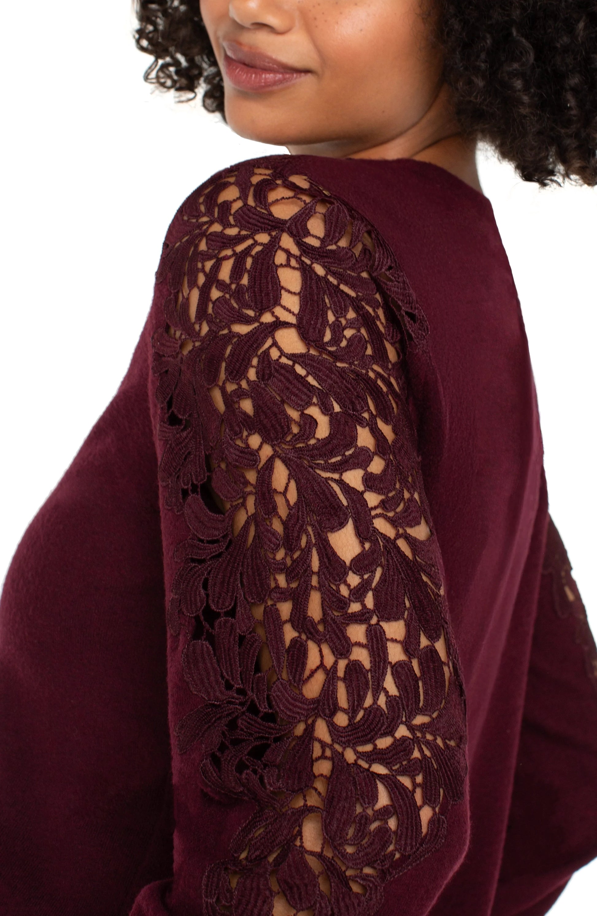 Long Sleeve Lace Inset Sweater (more colors)