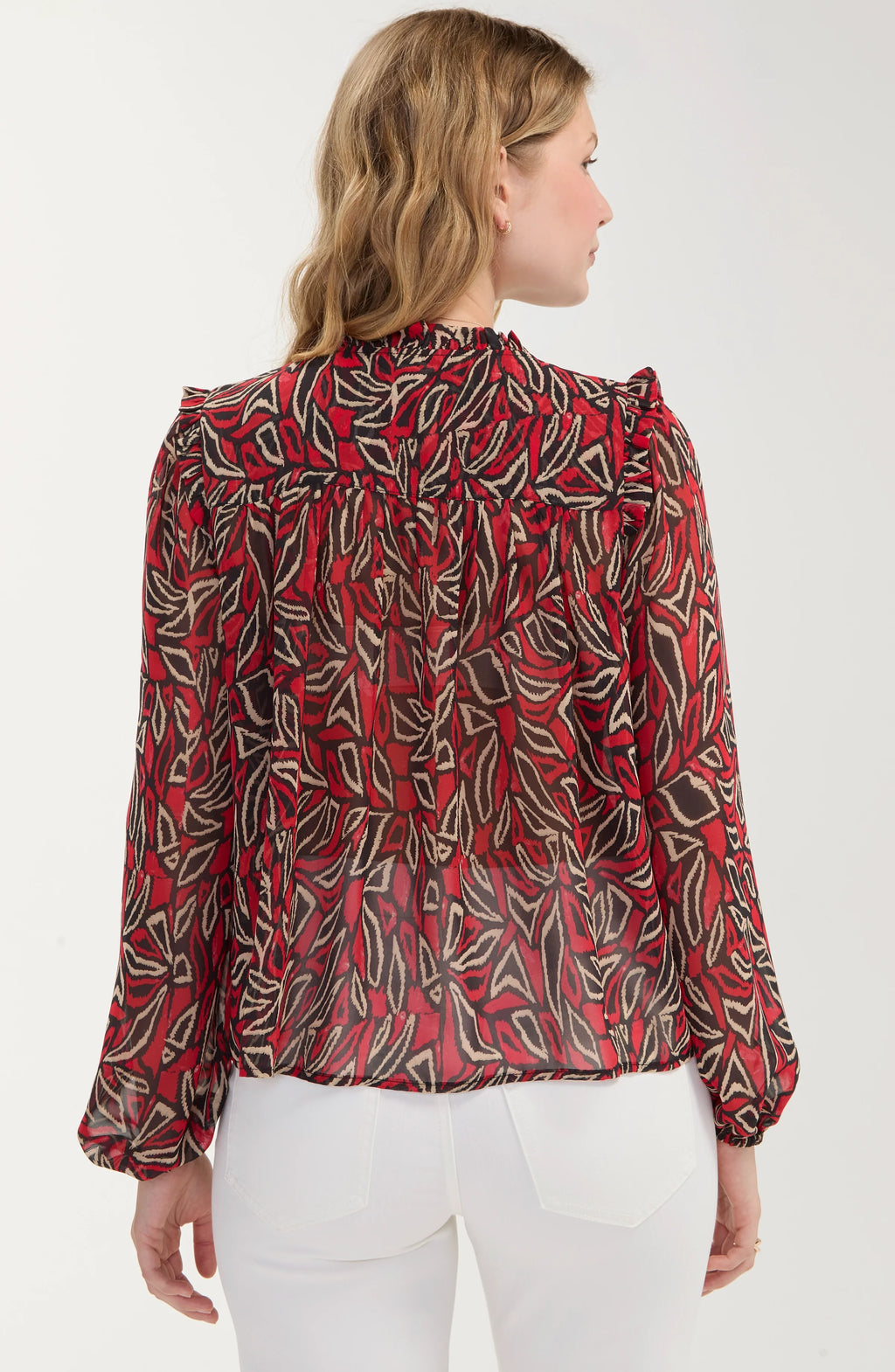 L/S Woven Blouse W/ Pintucks