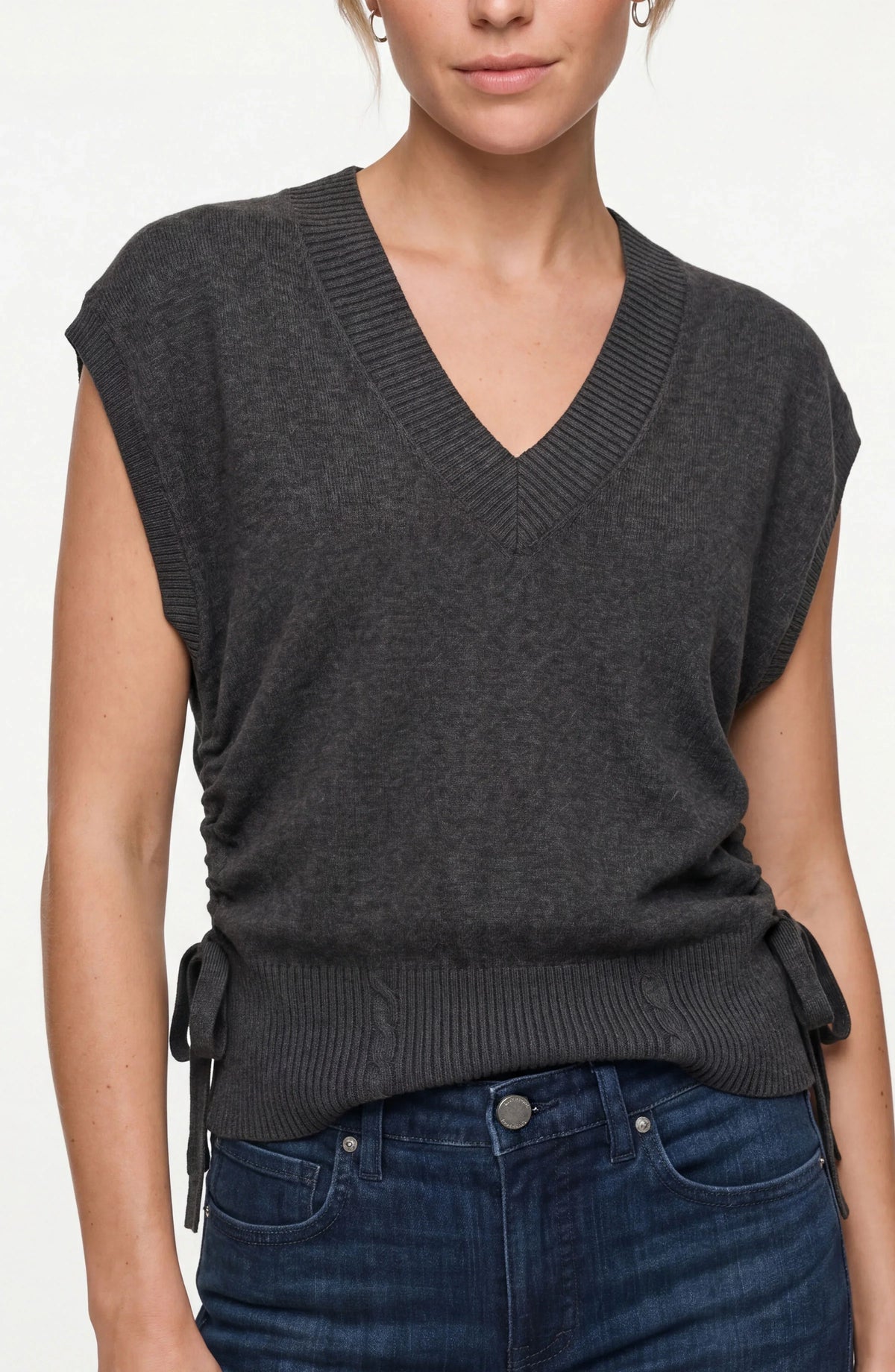 V-Neck Dolman Sweater W/Ties