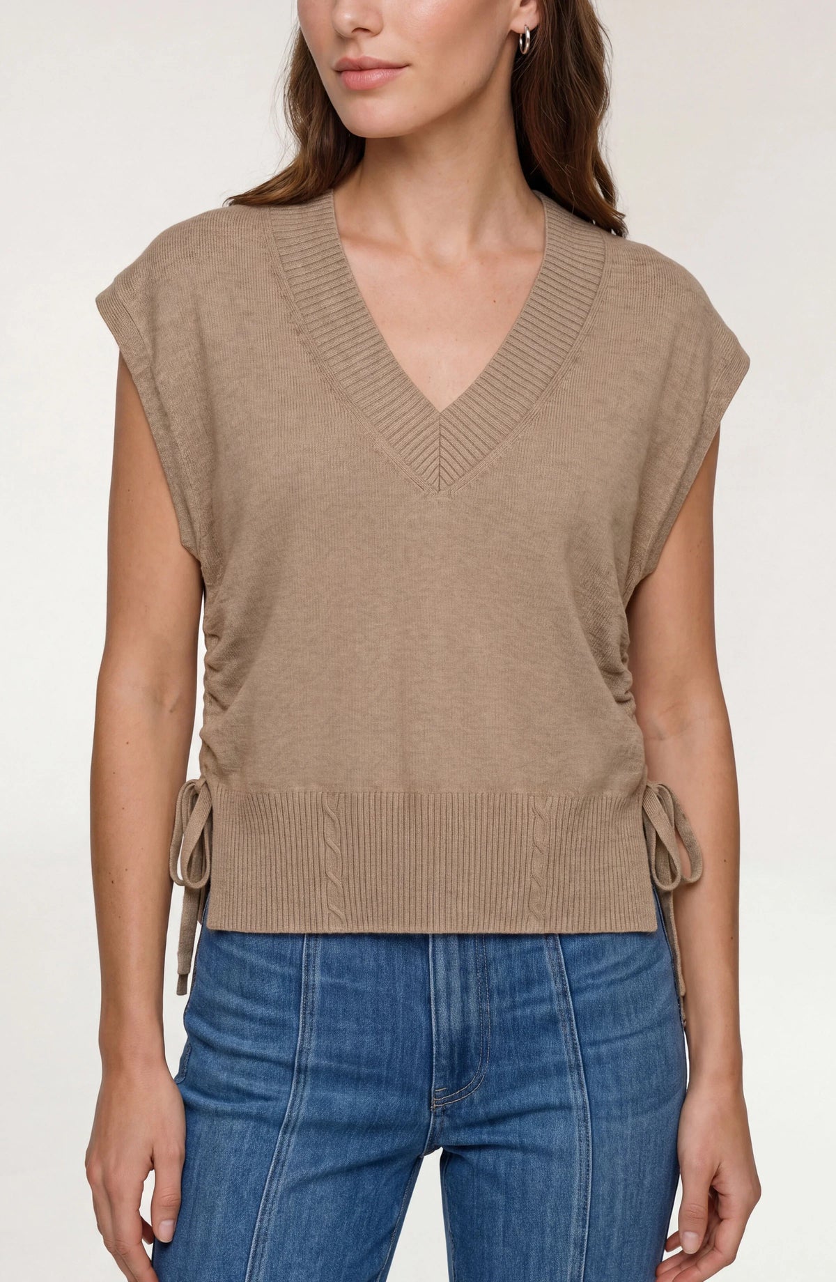 V-Neck Dolman Sweater W/Ties