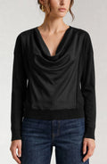 Draped Neck Mix Media Sweater