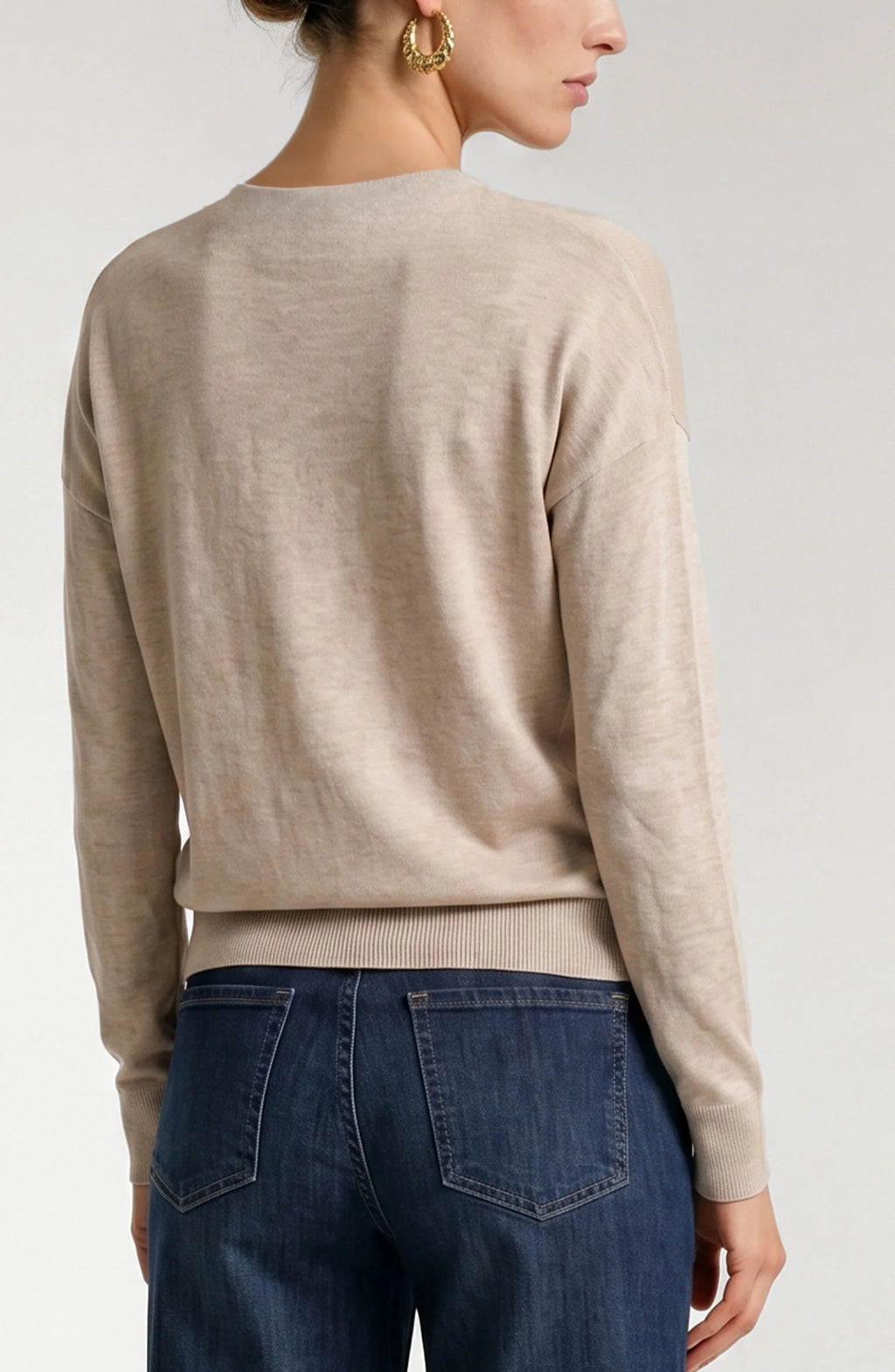 Draped Neck Mix Media Sweater