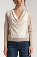 Draped Neck Mix Media Sweater