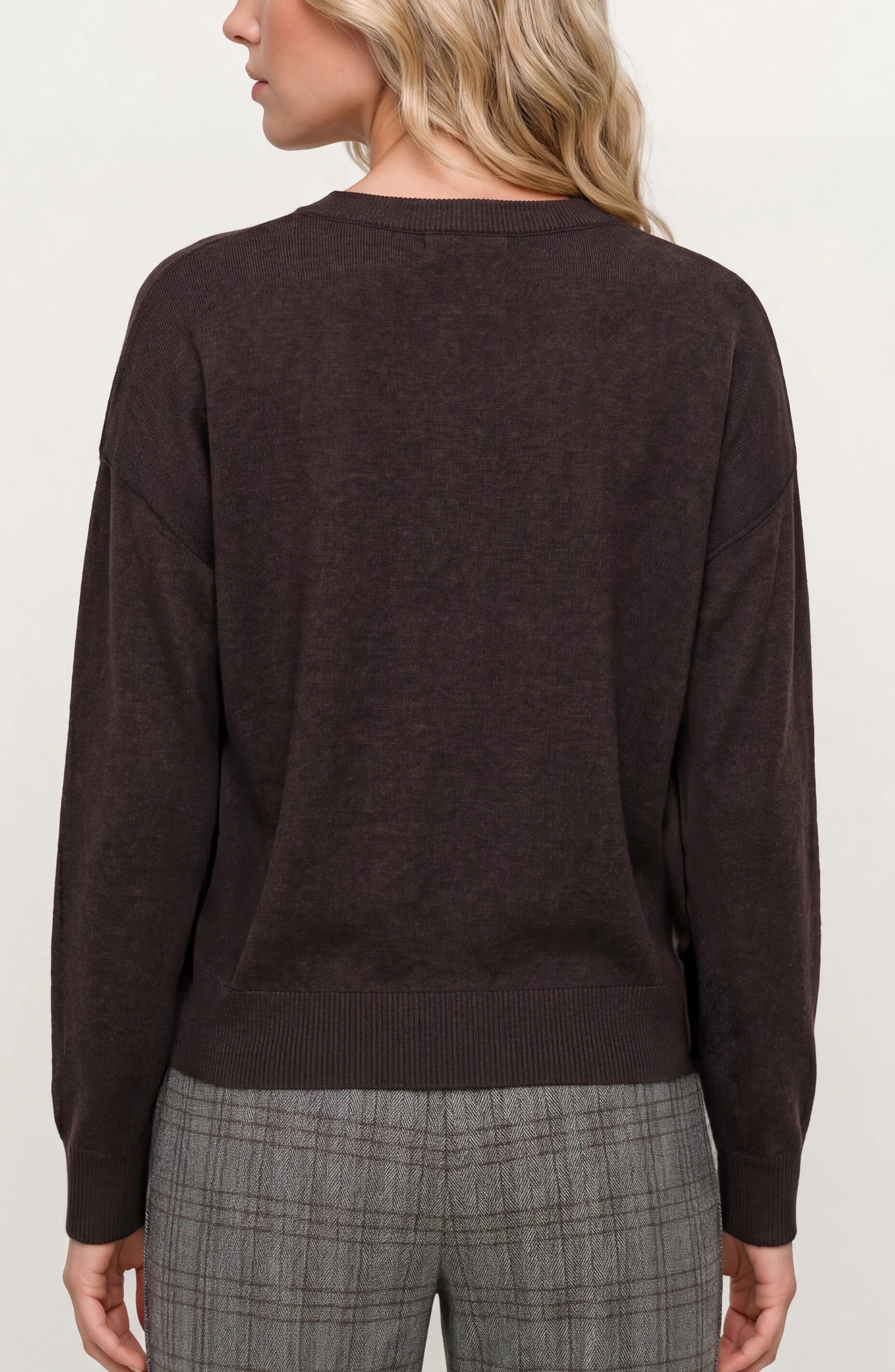 Draped Neck Mix Media Sweater