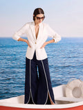 Piped Wide Leg Split Seam Pant
