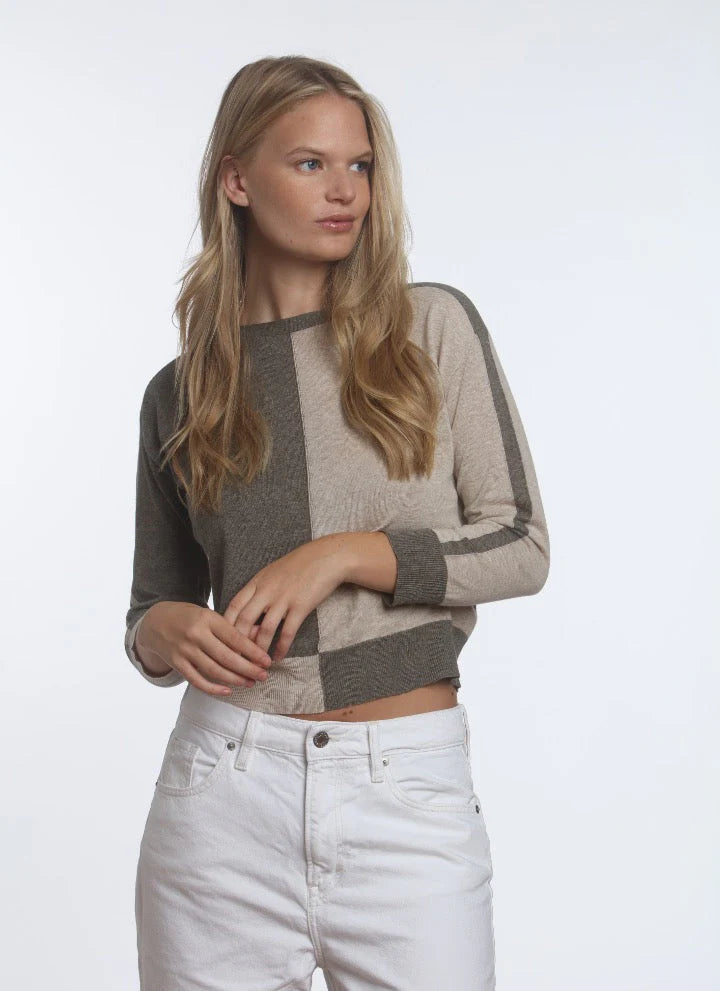 Bi Color Boatneck Sweater