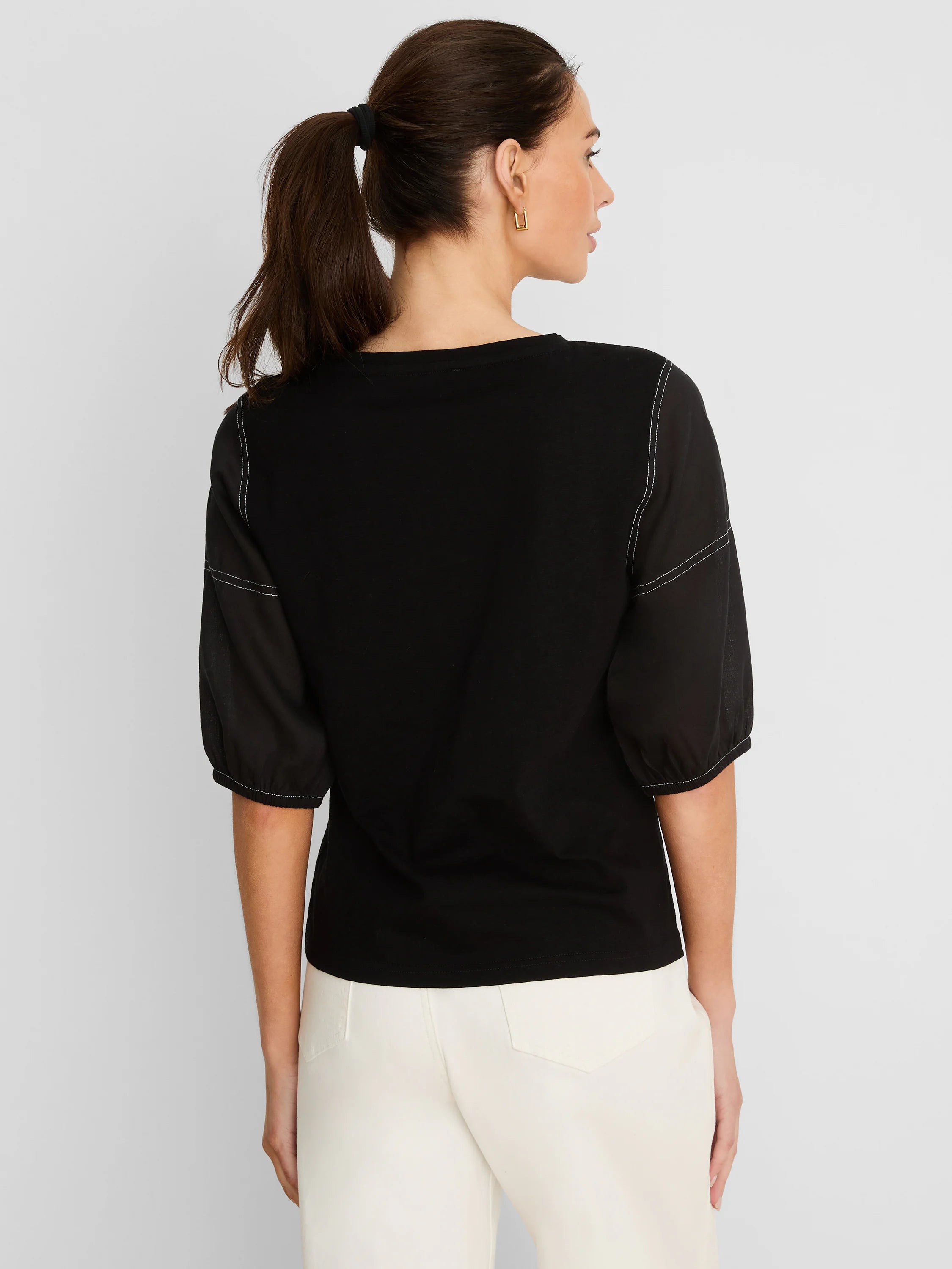 Linen Sleeve Cotton Tee